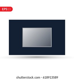 Photo frame. Blue frame with border on a transparent background. Vector illustration.
