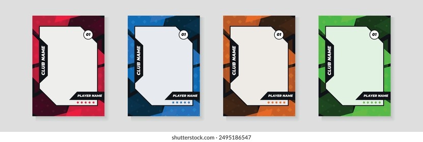 Photo frame or border collection for hockey, basketball and football player, trading card template design for sports, picture frame for player performance, sports flyer design.