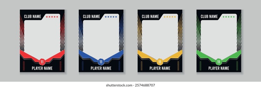 photo frame or border collection for hockey, basketball and football player, trading card template design for sports, picture frame for player performance, sports flyer design.