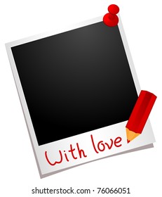 photo frame with buttons and pencil