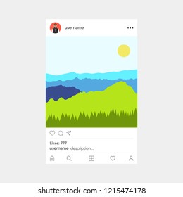 Photo frame by instagram template. Social network concept. Vector illustration.