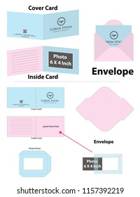 photo frame card with envelope dieline mockup