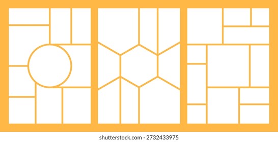 Collage de marco de foto. Marcos de cuadrícula en blanco para la Galería de la pared, diseño de álbum de imágenes de álbum de recortes con borde, álbum de imágenes Horizontal o maqueta de diseño de montaje. Conjunto de Vector.