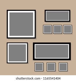 Photo frame collage blank set with flat design vector illustration
