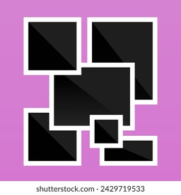 Composición del collage del marco de la foto con el diseño plano. Vector de diseño de plantilla de collage de fotos