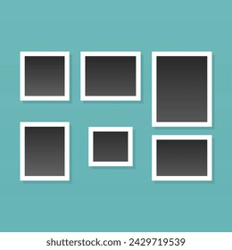 Photo frame collage composition with flat design. Photo collage template design vector