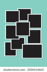 Photo frame collage composition flat design, vector photo frame  illustration, 