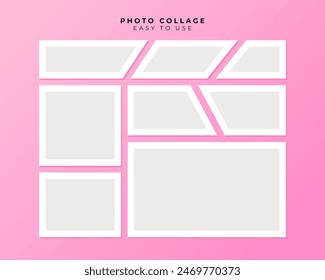 Collage Del Marco De La Foto Con La Plantilla De Vector Del Diseño Plano