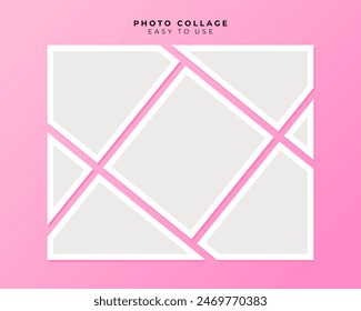Photo Frame Collage With Flat Design Vector Template
