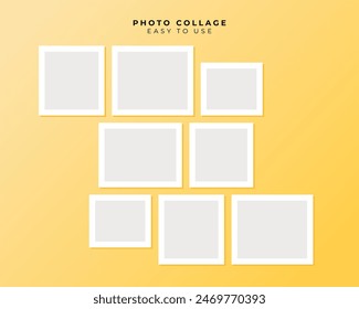 Photo Frame Collage With Flat Design Vector Template