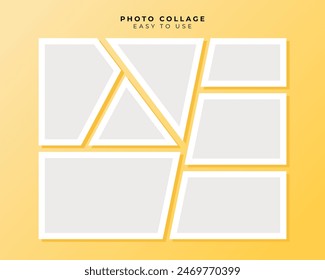 Collage Del Marco De La Foto Con La Plantilla De Vector Del Diseño Plano