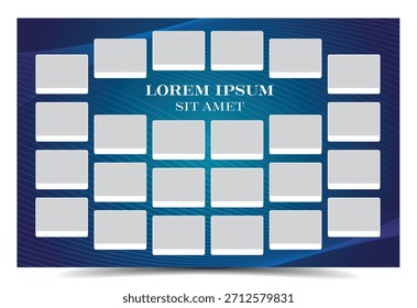 Layout de colagem de moldura de foto em um plano de fundo moderno azul