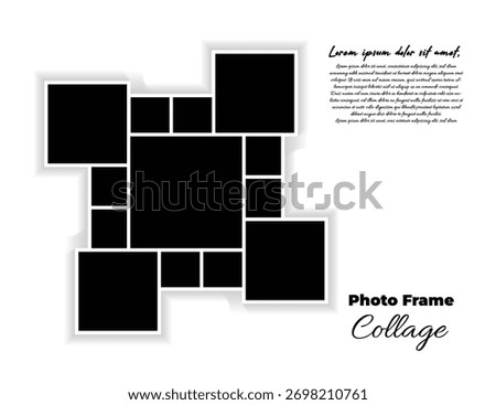 Photo Frame Collage Template with Modern Grid and Text Space