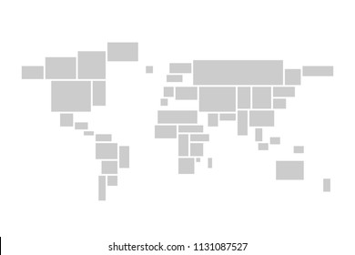 Photo frame collage theme in a shape of World map. Mood board mosaic. Vector template.
