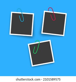 Photo Frame Collection. Polaroid photo frame set.Photo frames with realistic drop shadow vector effect isolated design.Photo frames fixed with adhesive tape on a transparent