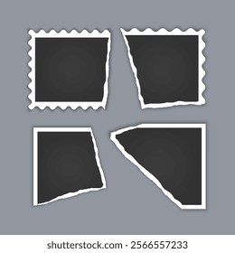 Photo frame collection with torn effects with sticky tape Vector illustration