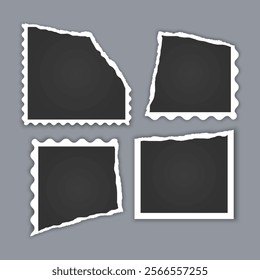 Photo frame collection with torn effects with sticky tape Vector illustration