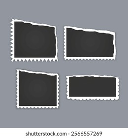 Photo frame collection with torn effects with sticky tape Vector illustration