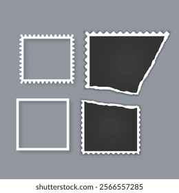 Photo frame collection with torn effects with sticky tape Vector illustration