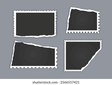 Photo frame collection with torn effects with sticky tape Vector illustration