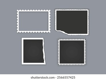 Photo frame collection with torn effects with sticky tape Vector illustration