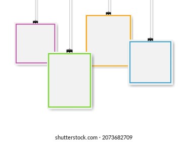 Colección de marcos fotográficos con fondo blanco con fondo degradado, iluminación vectorial