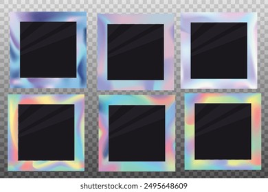 photo frame with color hologram in vector