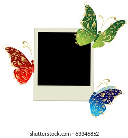 Photo Frame Design With Butterfly Decoration