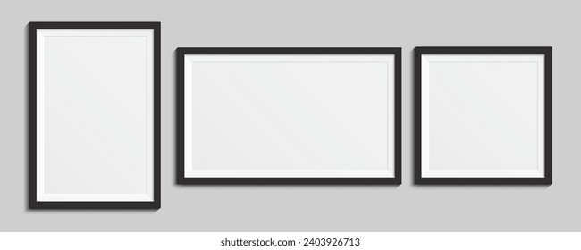 Photo frame design. Picture frame mockup with shadow. Empty photography picture frame mockup. Vector