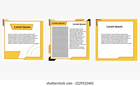 Photo frame design template for social media posts with a combination of yellow, black, white colors. poster, advertisement, brochure, discount, banner, promotion,feed social media,post social media