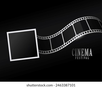 photo frame and film strip for cinema festival celebration background vector