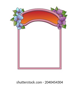 Fotografía con flor. Fotografías que se pueden usar para imágenes o recuerdos para niños. Concepto de diseño de cuadernos de caracteres. Inserta tu imagen. Ilustración vectorial.