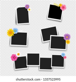 Photo Frame With Flowers Big Set With Transparent Background With Gradient Mesh, Vector Illustration