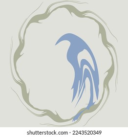 Photo frame in the form of an oval branch. It contains the silhouette of a bird of prey. Maybe a logo.

