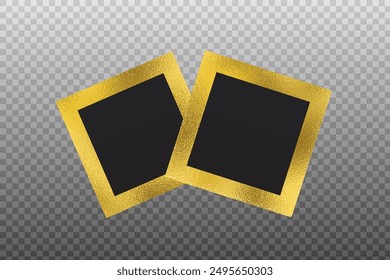 photo frame in gold color in vector