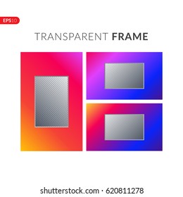 Photo frame. Gradient frame with border on a transparent background. Vector illustration