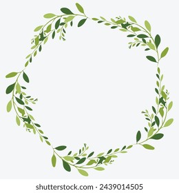 Photo Frame Green leaf Branch and circle Background Vector