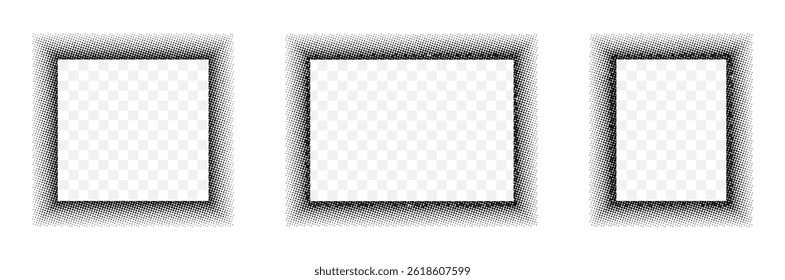 Photo frame halftone texture vector design elements collection artistic border set isolated