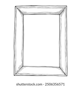 Marco de la foto, Vector dibujado a mano, estilo gráfico, ilustración de la historieta, blanco y negro, estilo del bosquejo, aislado en el fondo blanco