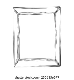 Marco de la foto, Vector dibujado a mano, estilo gráfico, ilustración de la historieta, blanco y negro, estilo del bosquejo, aislado en el fondo blanco