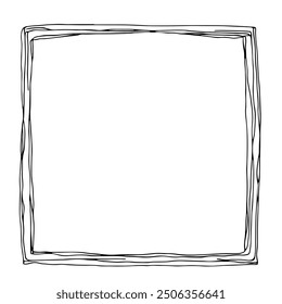 Marco de la foto, Vector dibujado a mano, estilo gráfico, ilustración de la historieta, blanco y negro, estilo del bosquejo, aislado en el fondo blanco