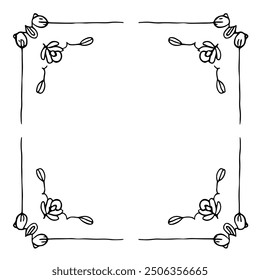 Photo Frame, Hand-Drawn Vector, Graphic Style, Cartoon Illustration, Black and White, Sketch Style, Isolated on White Background
