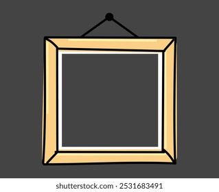 photo frame hanging, wood frame doodle, framework hand drawn