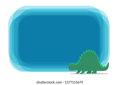 Photo frame of heart shape with dinosaur around. Decoration element for design. Shape for family photo in album. Flat vector illustration