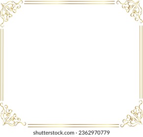 Photo Frame Islamic Wedding Invitation Background Vector Golden Chinese Style Classic Thai Rectangle Corner Certificate Page Border 
