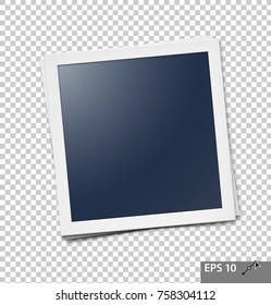 Photo frame isolated on a transparent background with a realistic paper texture and shadow. Can be used to design photo albums, promo, advertising, etc.
