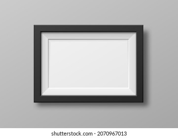 Photo Frame isolated on white. Realistic square black frame, vector set. Blank space for picture, painting, card or photo.