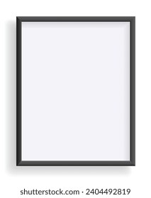 Photo frame isolated on white, rectangular frame mockup. Empty framing for presentations. Photo or picture painting frame, for art gallery interior. Vector template