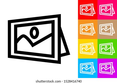 Photo Frame. Line Icon With Different Color Background.
