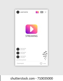 Photo frame with live streaming vector illustration